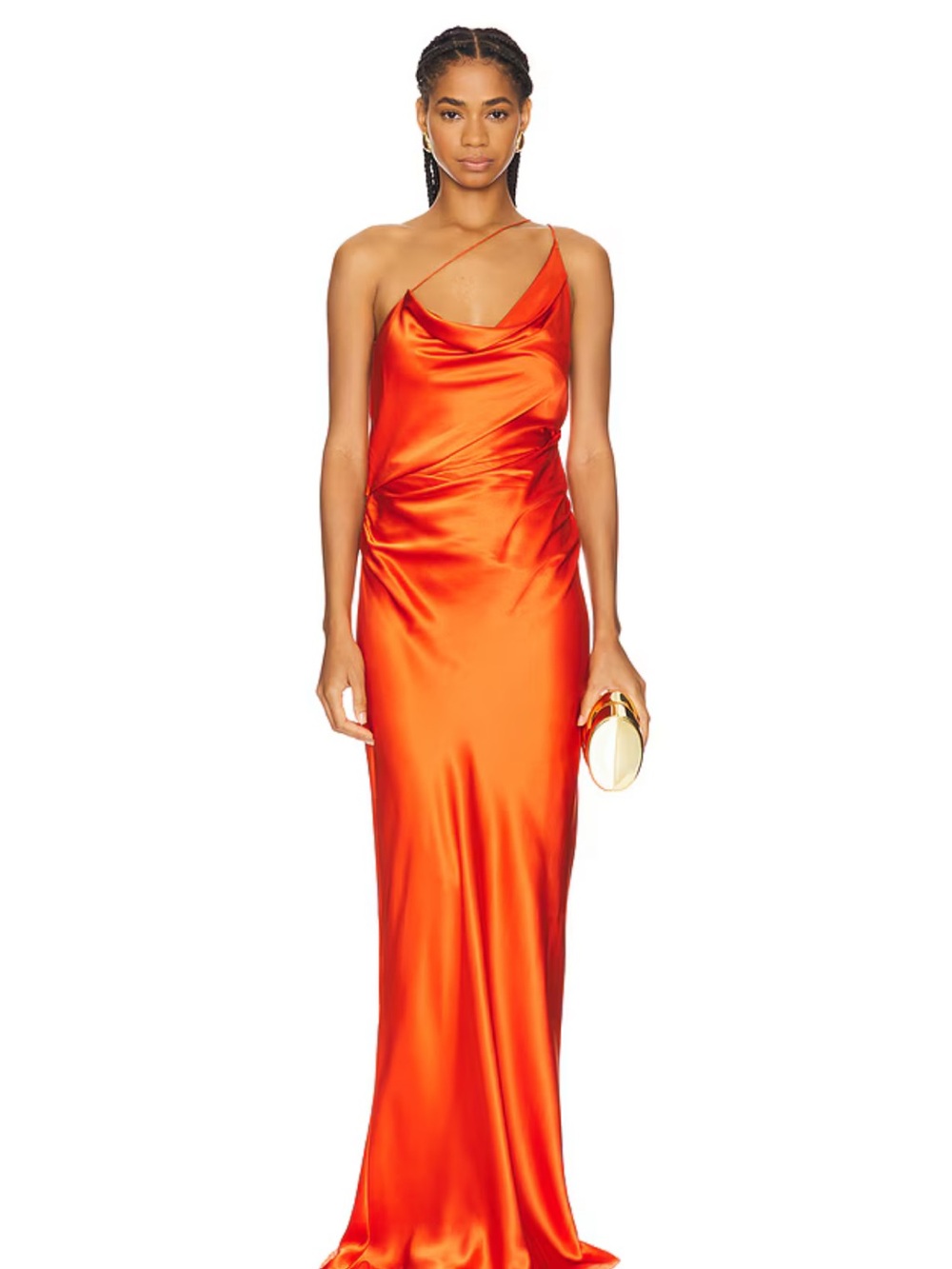 Flawed The Sei One Shoulder Cowl Gown in Poppy